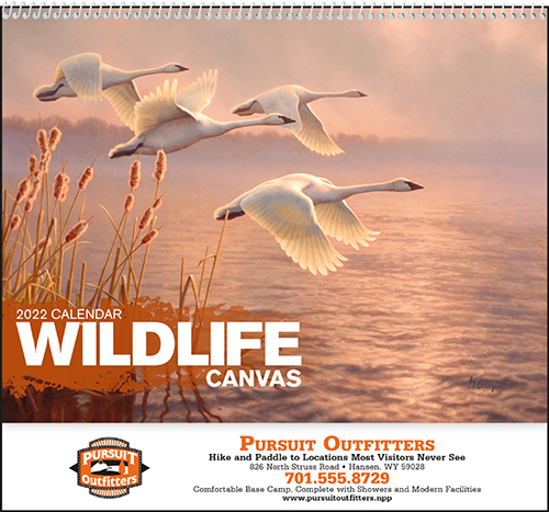 Wildlife Canvas Spiral Bound Wall Calendar for 2022